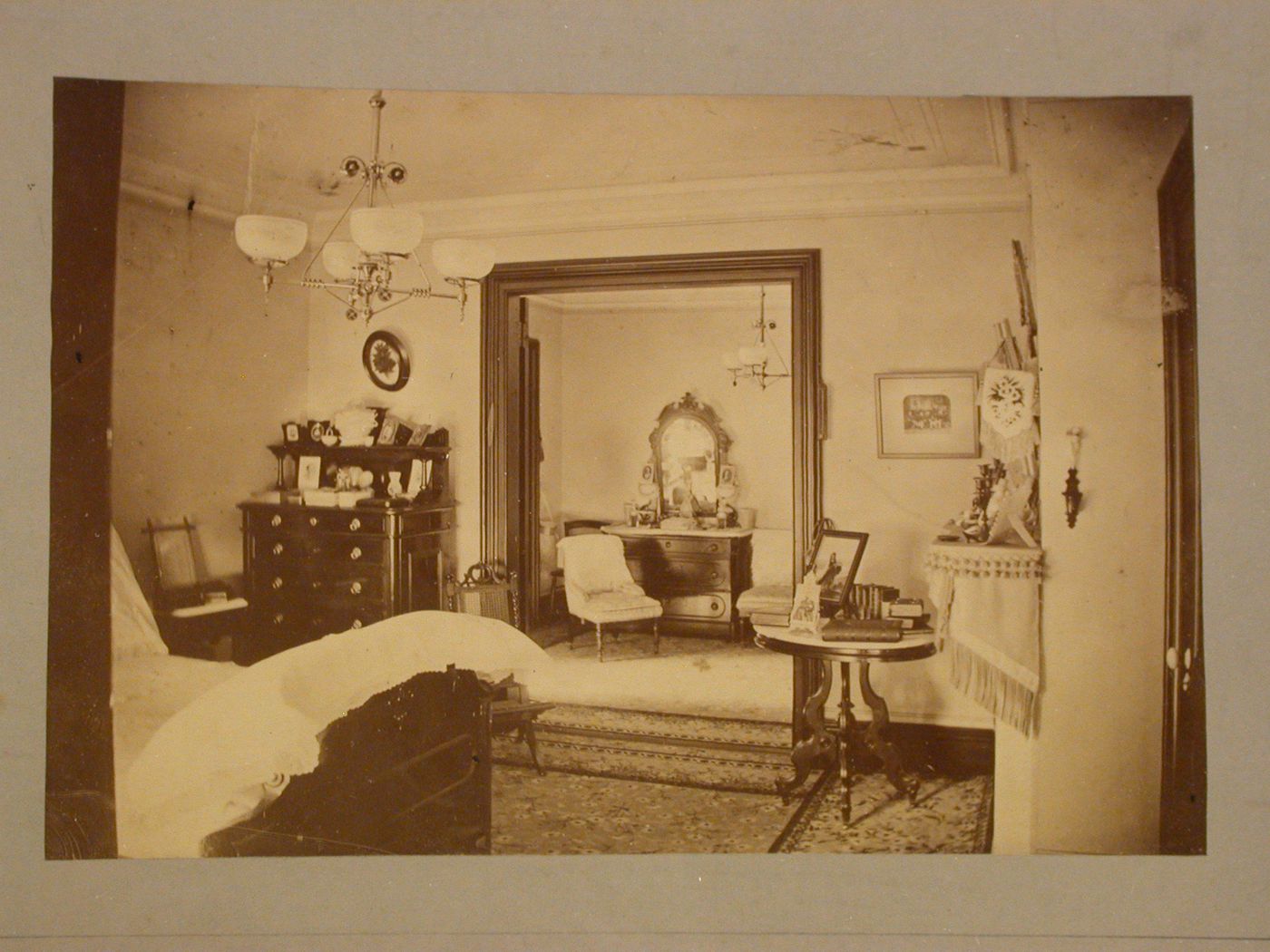 Rozenhof, Residence of S. R. interior looking through bedroom entrance door to a sitting room, Newburgh, New York