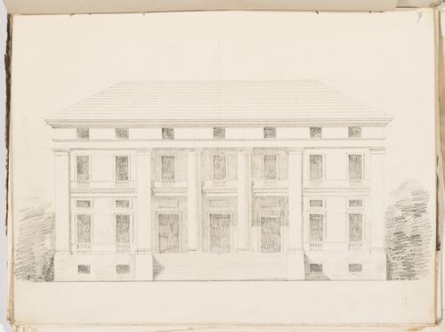 Project no. 6 for a country house for comte Treilhard: Principal elevation