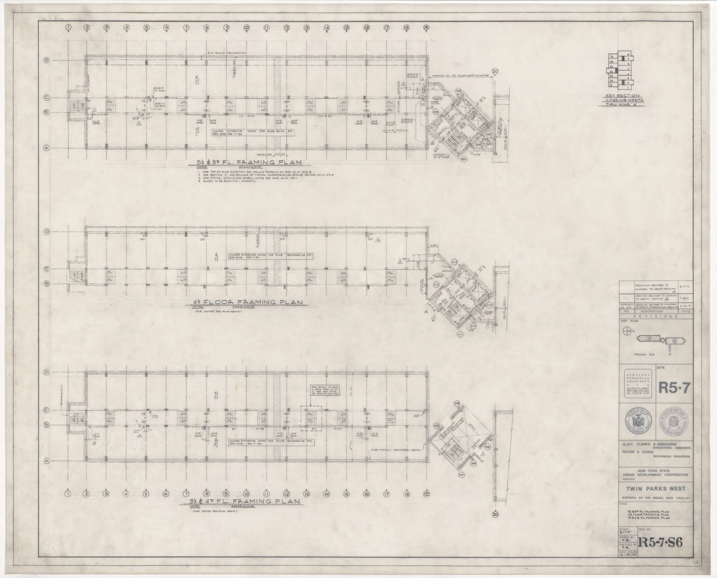 Framing plans for Twin Parks West, Site R5-7, Bronx, New York