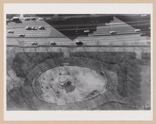 Aerial view of a park and a street, New York City, New York