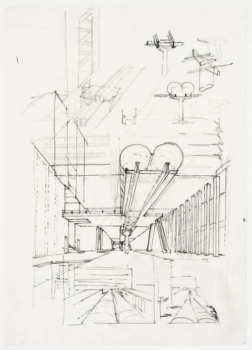 Government Centre, Dawhah, Qatar: perspective section through elevated railway