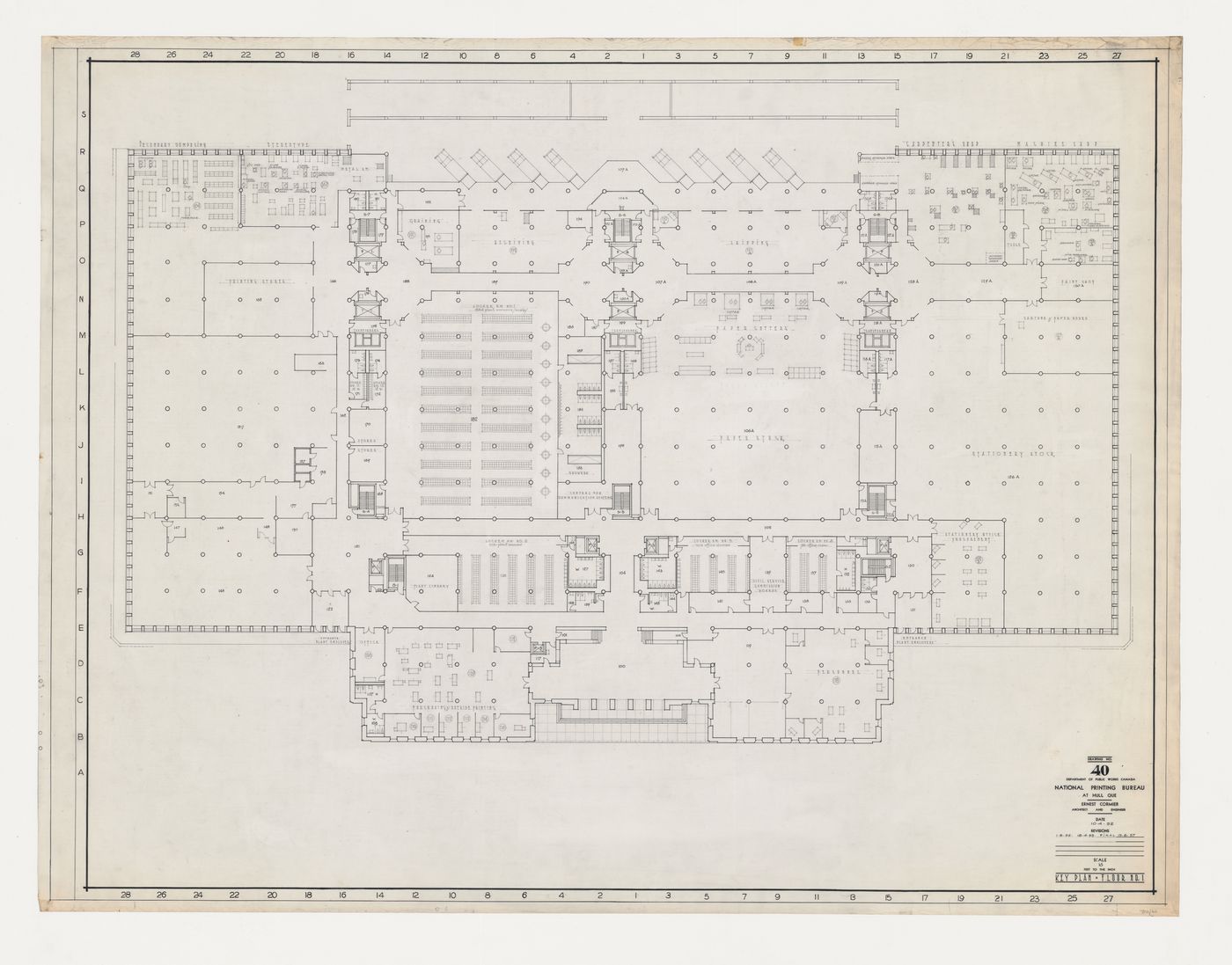 Plan, étage 1, Imprimerie Nationale du Canada, Hull, Québec, Canada