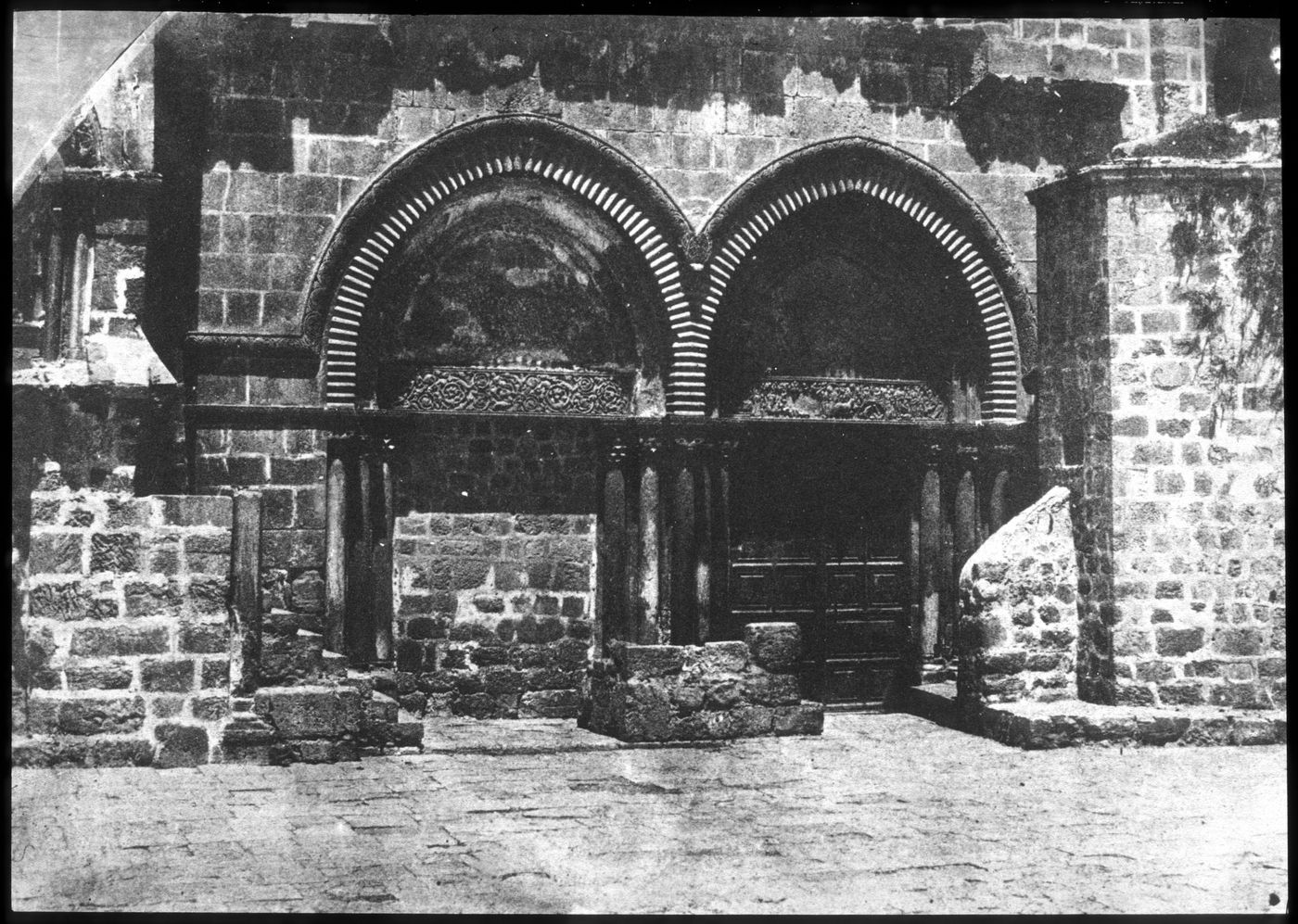 Church of the Holy Sepulchre, view of main entrance, Jerusalem, Palestine