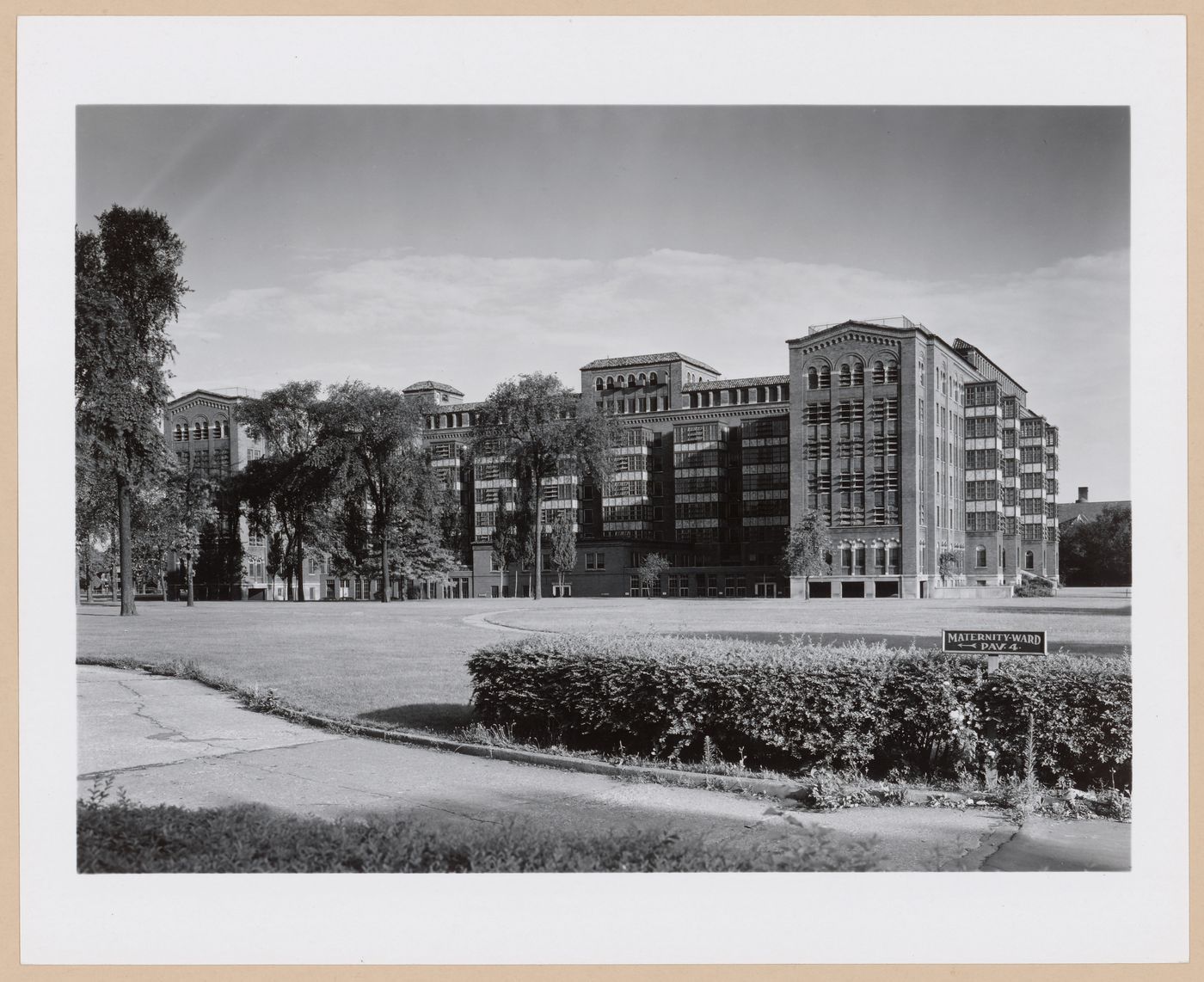 View of the lateral [?] façade of the Tuberculosis Building, Herman Kiefer Hospital, Detroit, Michigan