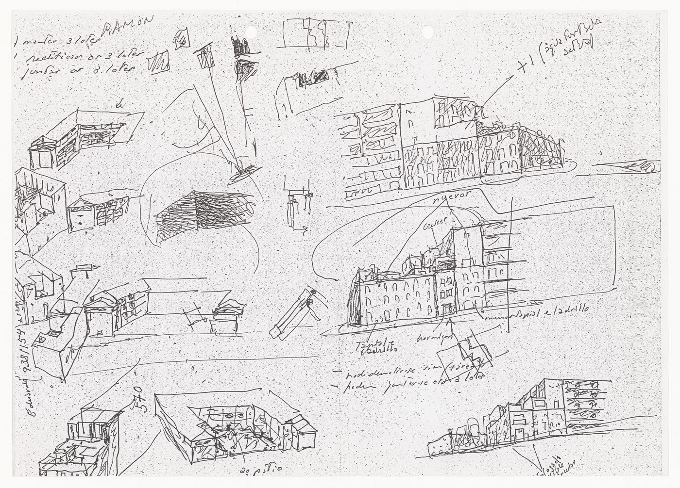 Photocopy of sketches, Edifício Zaida Habitação e Comércio, Granada, Spain