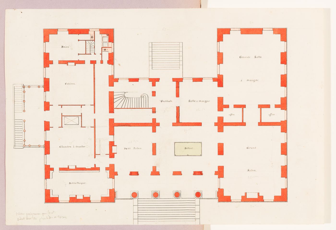 Ground floor plan plan for a country house for duc Decazes; verso: First floor plan for a two-storey country house