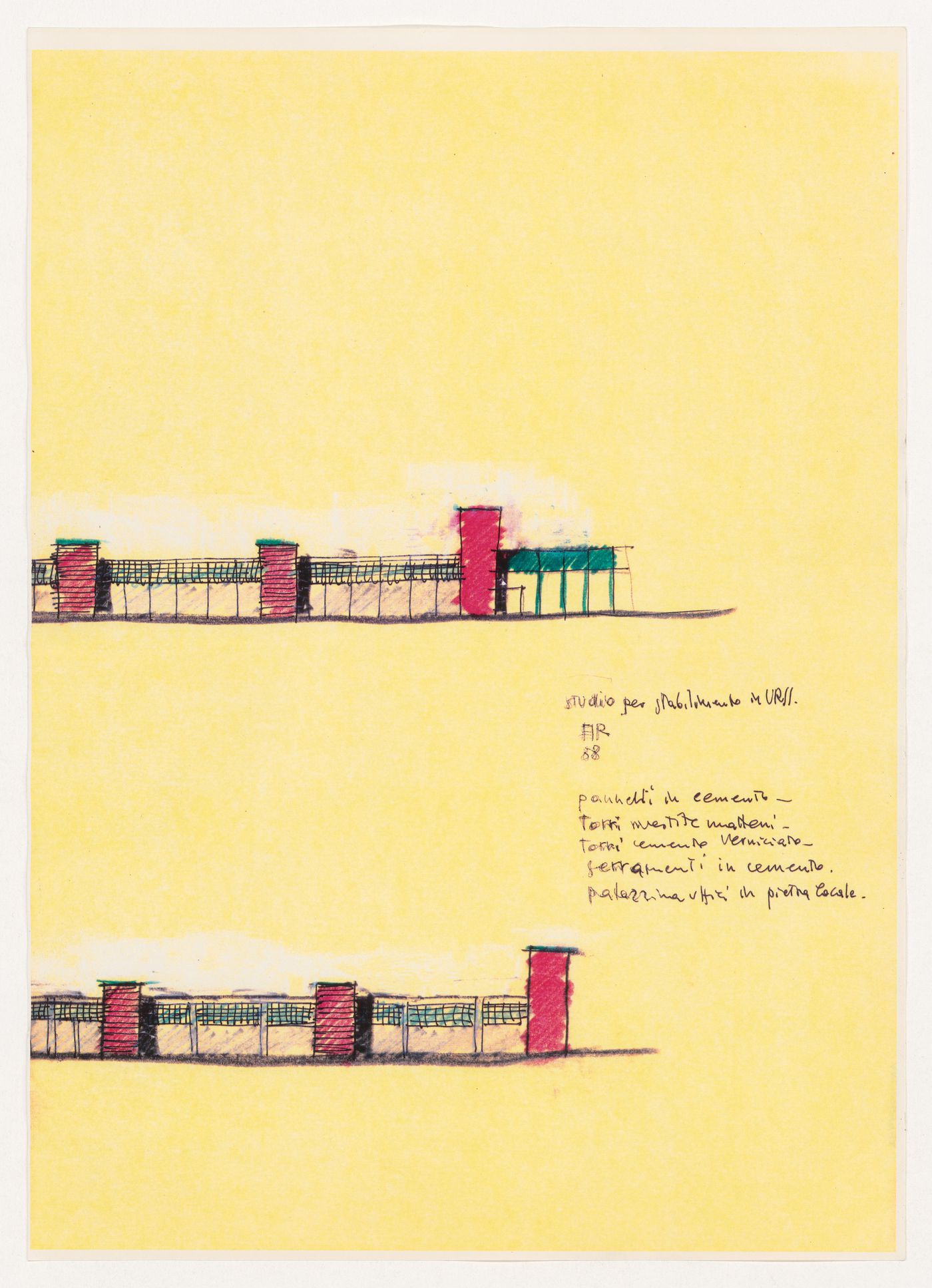 Sketches for Fabbrica attrezature ospedaliere a Sysran, Soviet Union (now Russia)