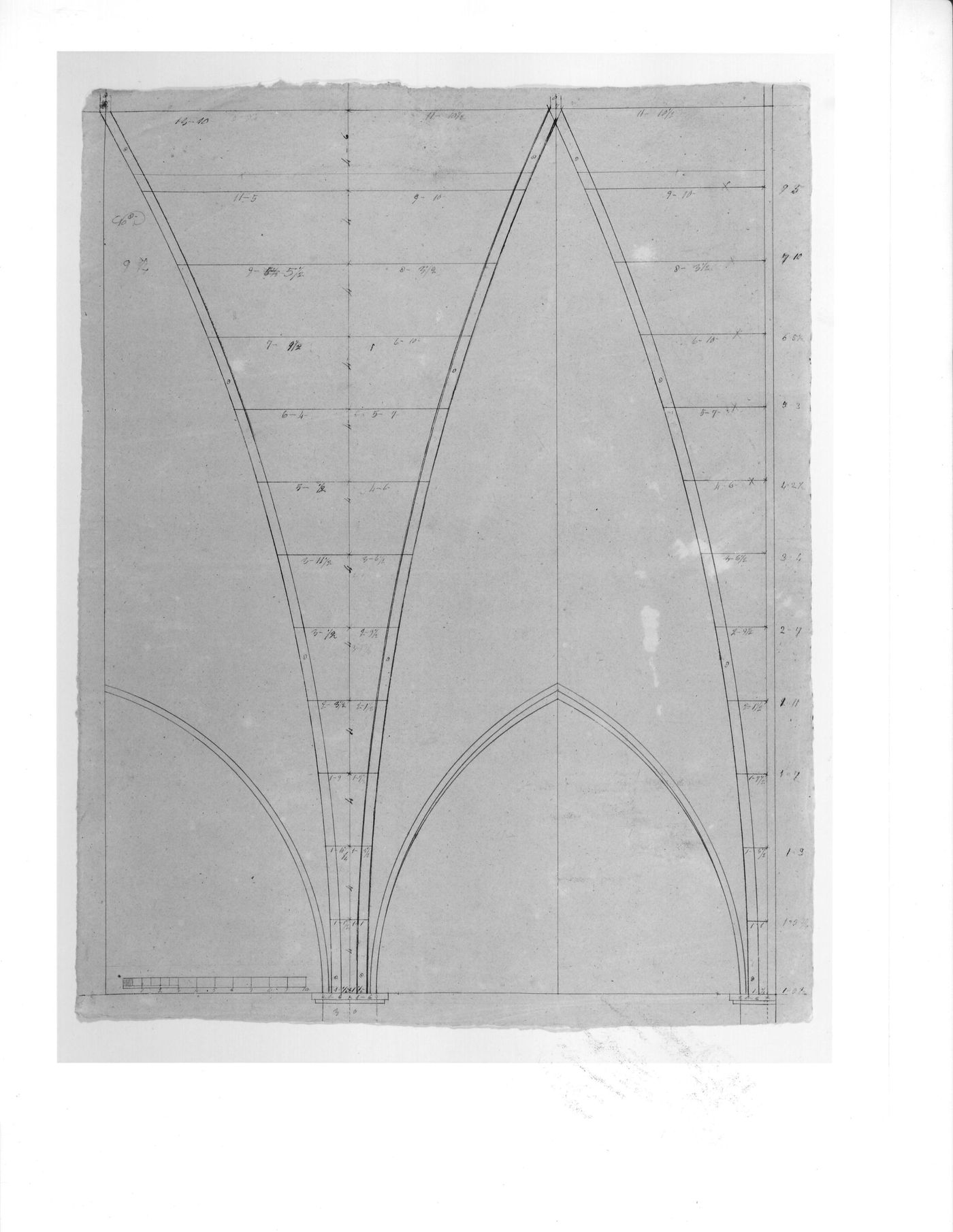Elevation for ribbed ceiling vaults for Notre-Dame de Montréal
