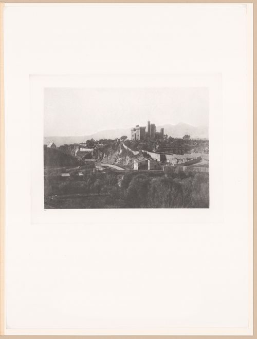 Distant view of château and surrounding buildings, Cannes, France