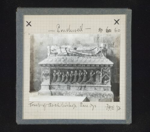 View of alabaster tomb of Archbishop Sandys of York, Southwell Minster, Southwell, Nottinghamshire, England
