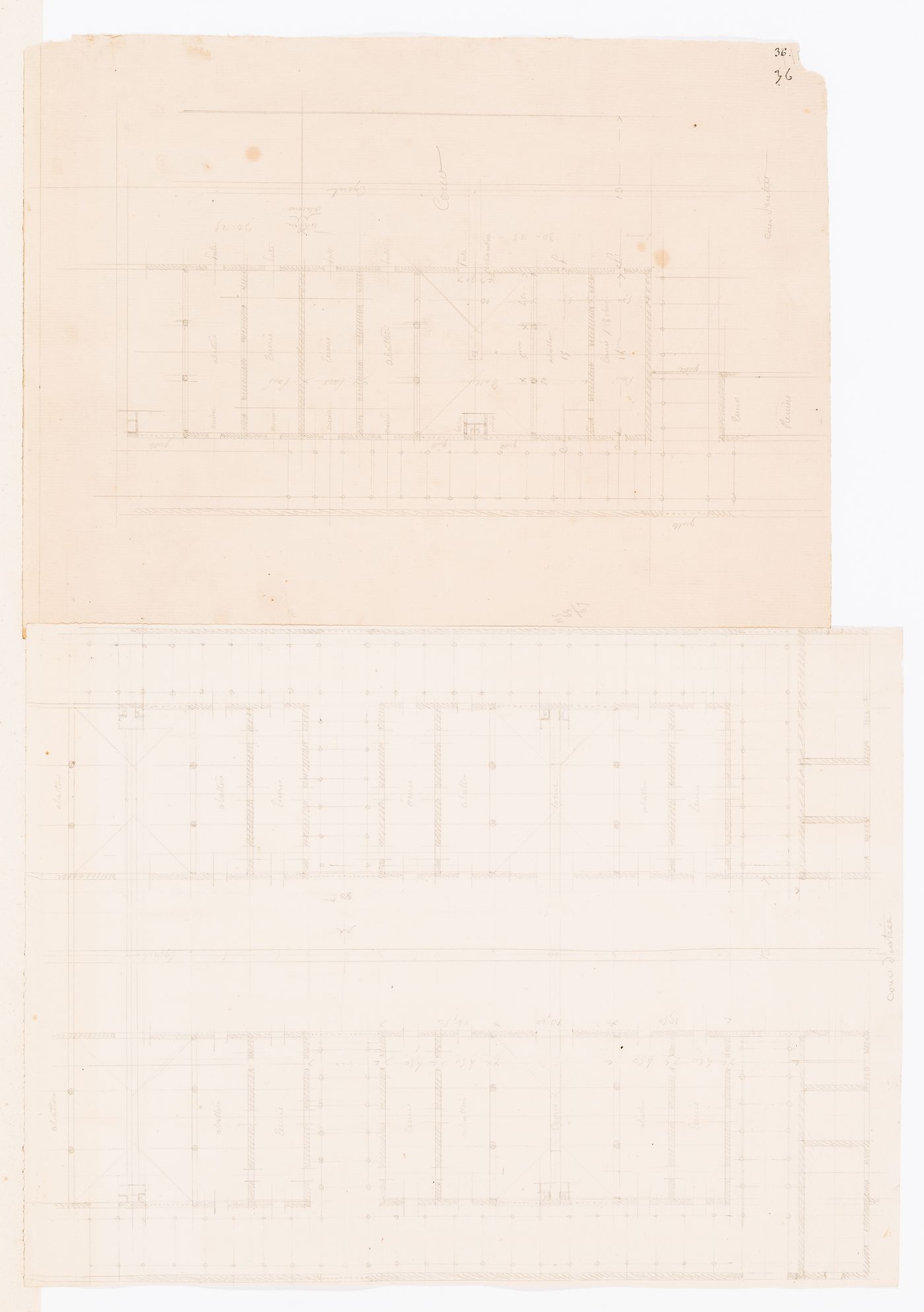 Project for a horse slaughterhouse, Plaine de Grenelle: Plan for a combined stable and slaughterhouse
