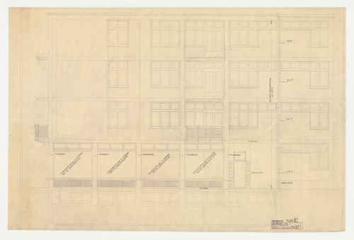 East elevation for a type E store and housing unit, Hellerhof Housing Estate, Frankfurt am Main, Germany