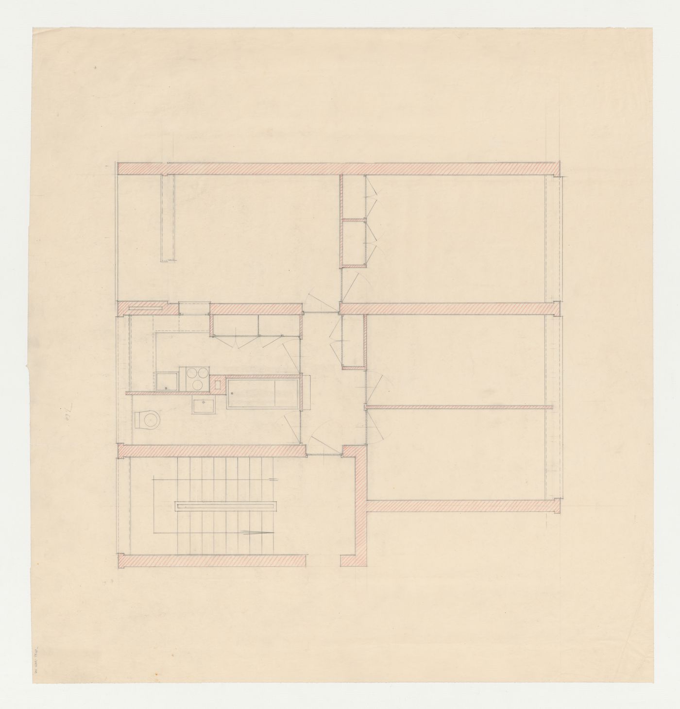 Plan for a housing unit, probably for Hellerhof Housing Estate, Frankfurt am Main, Germany