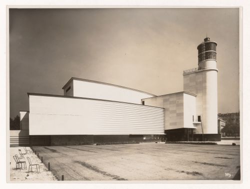 Exterior view during the day of the Electricity and Light pavillion, Exposition internationale des arts et techniques dans la vie moderne, Paris, France
