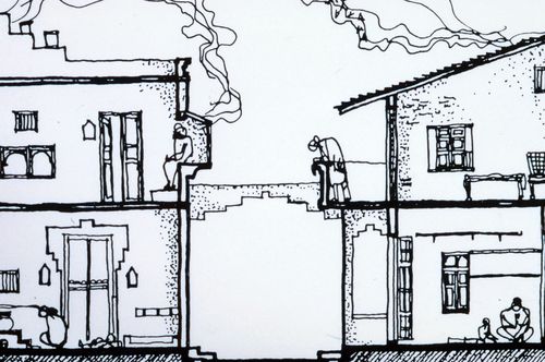 Section of houses used for the Human Settlement Training Package "Package 1: Planning guidelines"