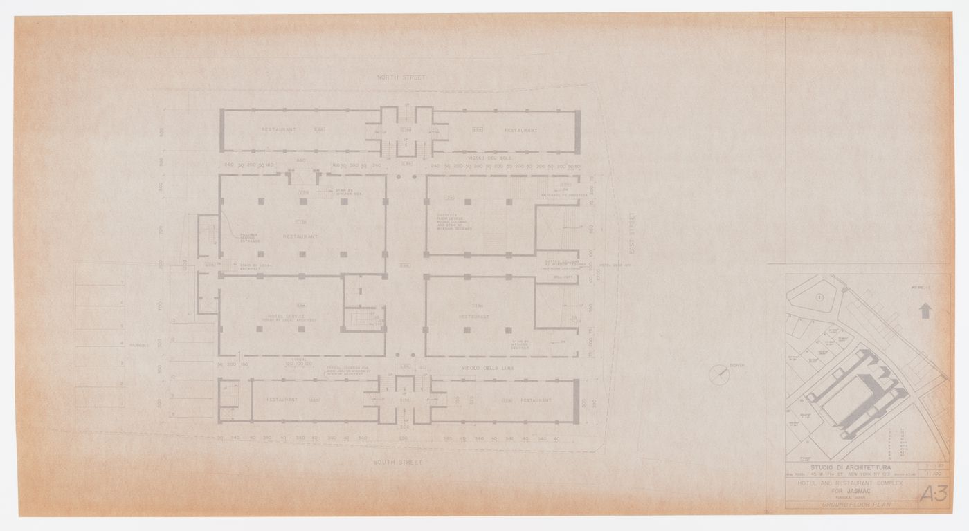 "Il Palazzo" hotel and restaurant complex, Fukuoka, Japan: ground floor plan