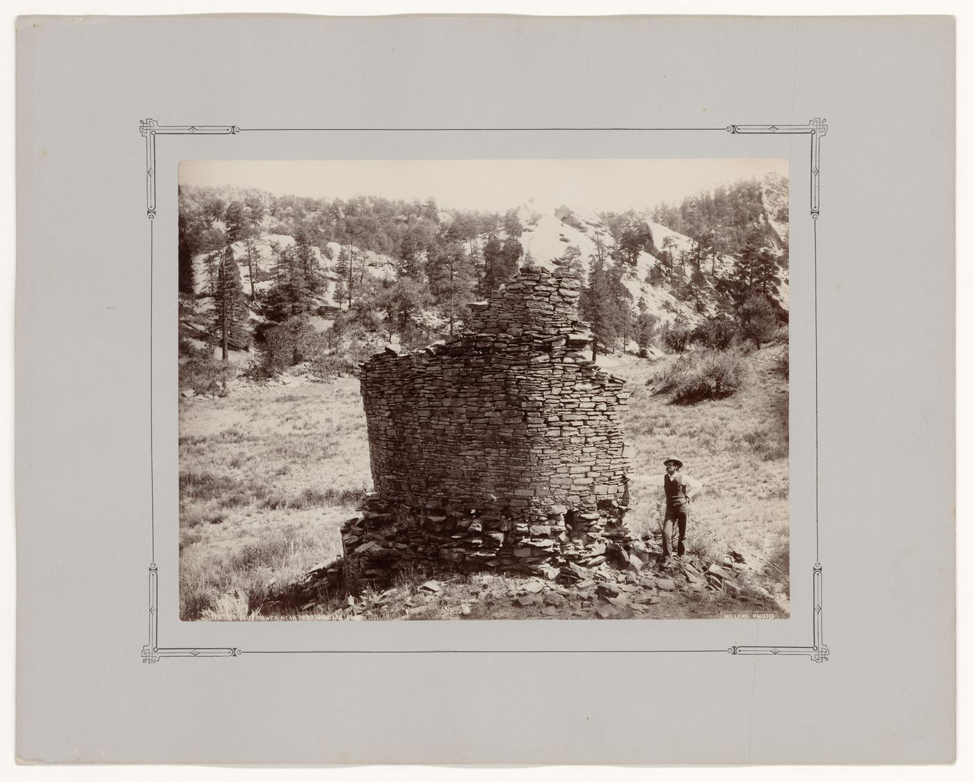 View of the ruins of the old Cliff Tower near Fort Wingate, New Mexico