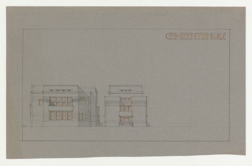 Student drawing [?] showing lateral elevations for a town hall, Netherlands