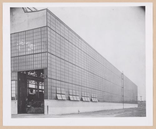 View of the principal and lateral façades of the Assembly [?] Building, General Motors Corporation Chevrolet division Commercial Body Assembly Plant, Indianapolis, Indiana