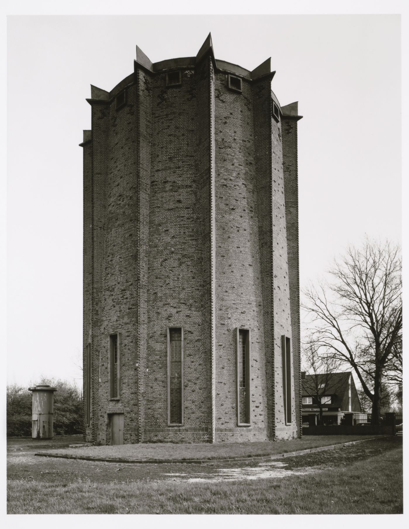 View of a wasserturm [water tower] showing the entrance, Ernestinenstrasse, Frillendorf, Essen, Germany