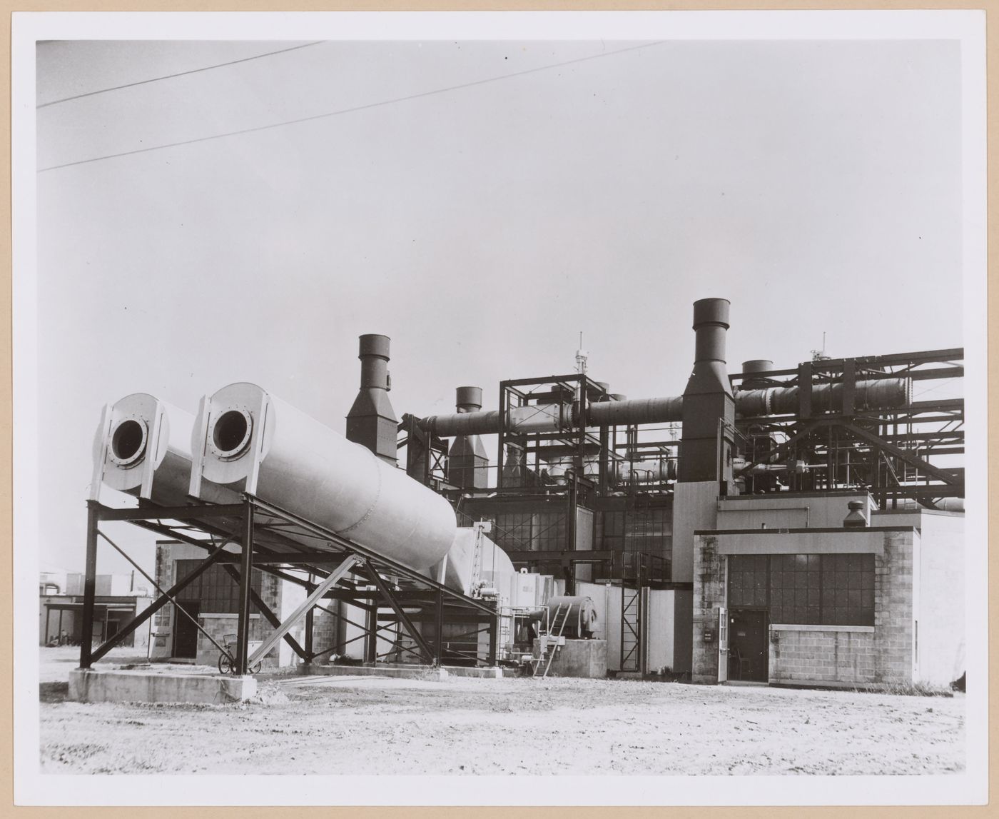View of Twin Silencers in front of the Development Laboratory, Wright Aeronautical Corporation Airplane Engine Assembly Plant, Wood-Ridge, New Jersey