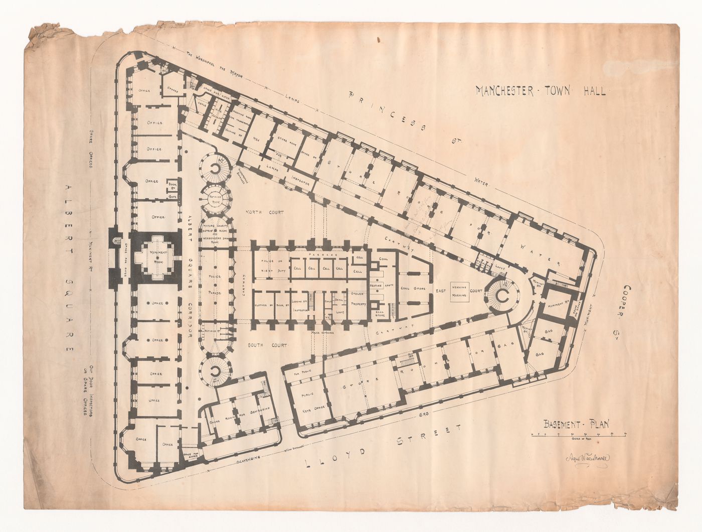 Manchester Town Hall: Basement plan
