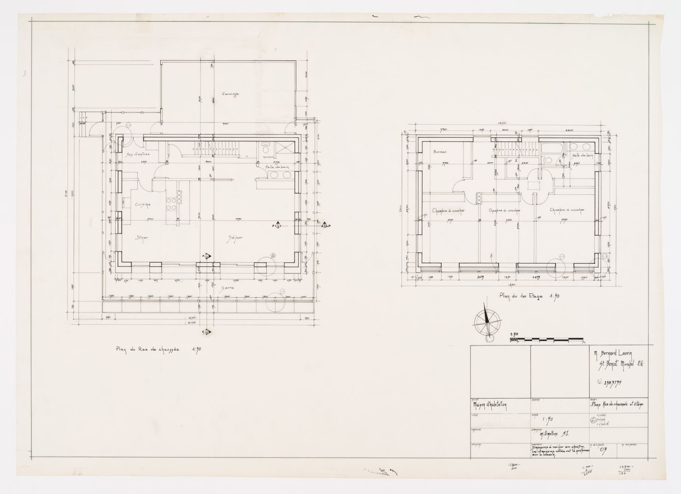 Plans: rez-de-chaussée et étage, Maison Bernard Laurin, Saint-Benoît, Mirabel, Québec, Canada