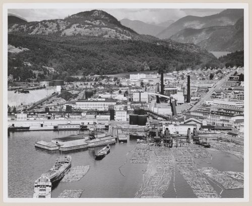 Powell River with giant pulp mill of Macmillan Bloedel and Powell River Co., British Columbia