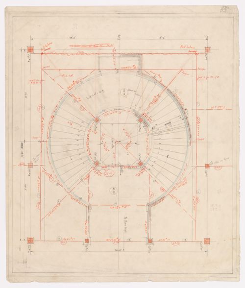 Étude des escaliers, Annexe au Palais de Justice de Montréal, Montréal, Canada (1920-1927)