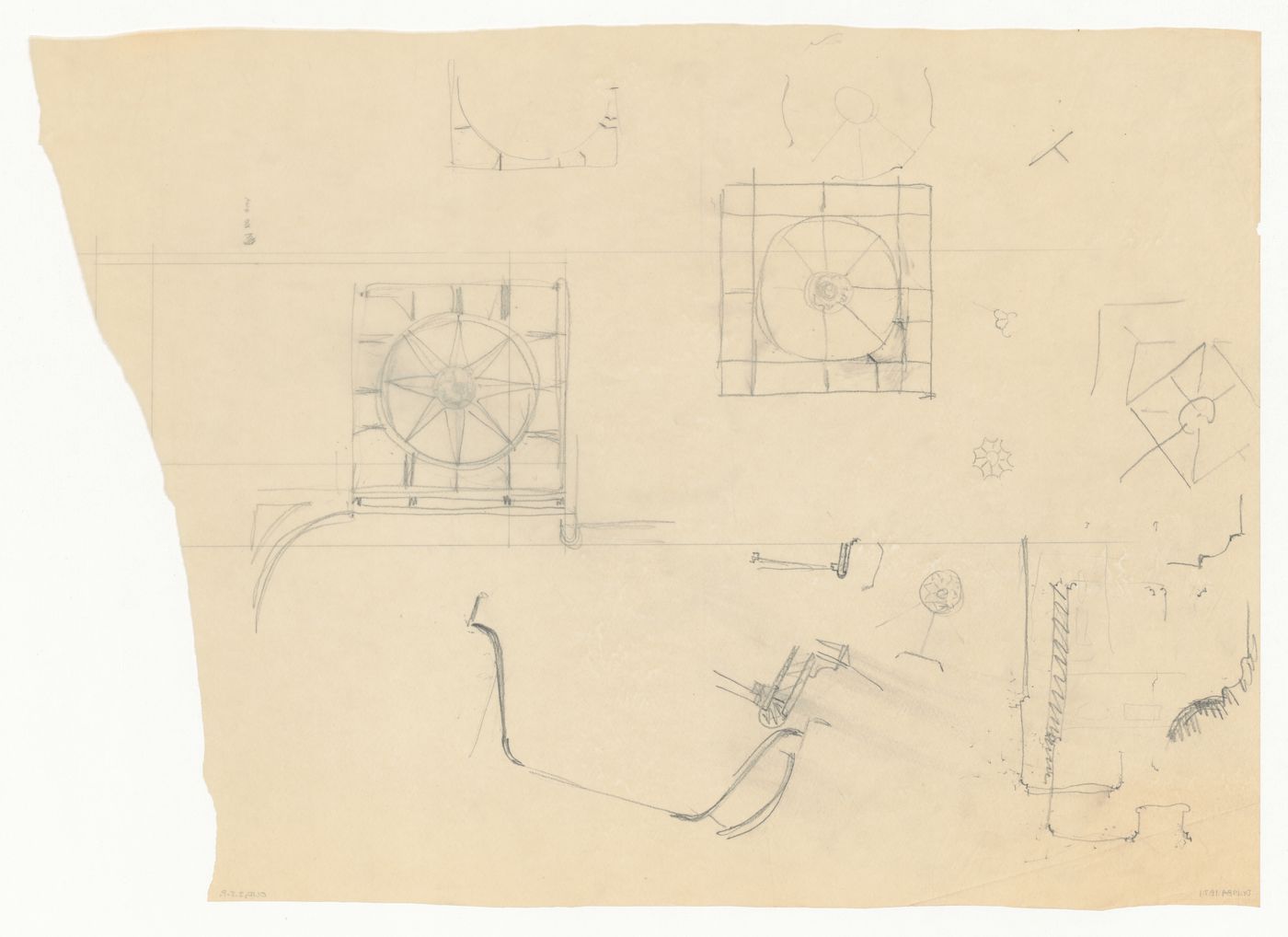 Plans for tile flooring and sectional details for the penthouse for Olveh mixed-use development, Rotterdam, Netherlands