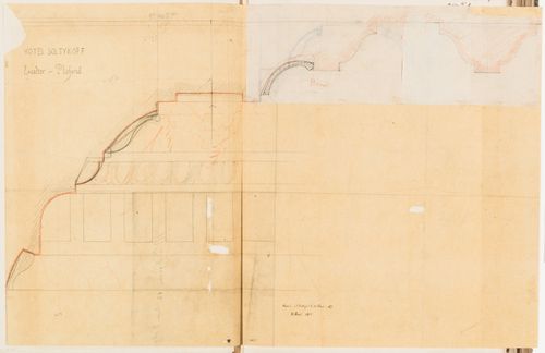 Full-scale profile and detail for the cornice and ceiling for the grand staircase, Hôtel Soltykoff