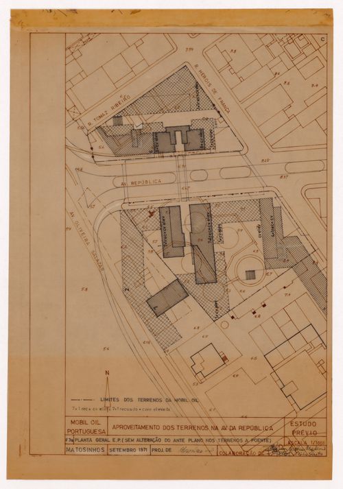 Site plan for Habitações Colectivas da Mobil Oil Portuguesa, Matosinhos, Portugal