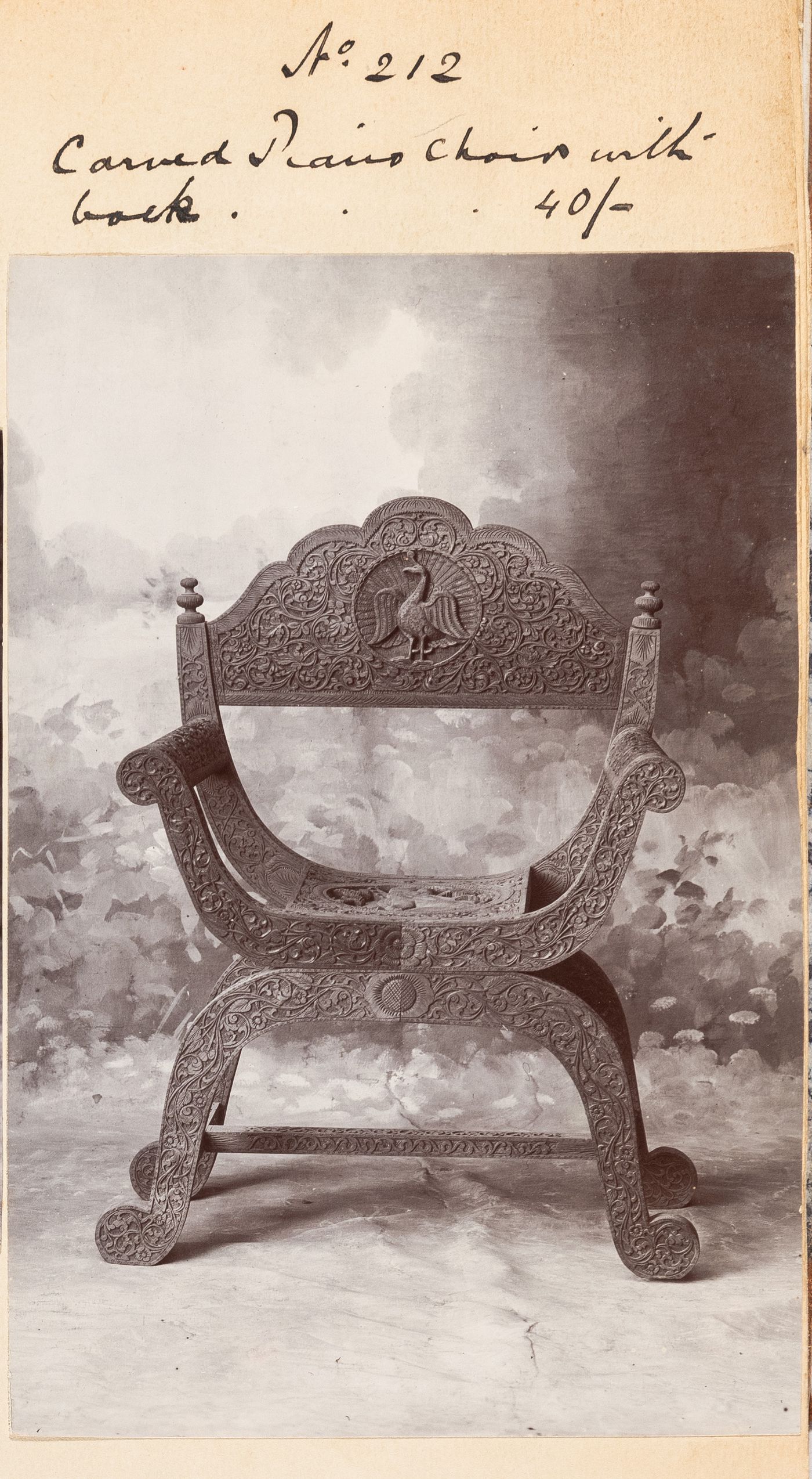 View of a chair F. Beato Limited, C Road, Mandalay, Burma (now Myanmar)