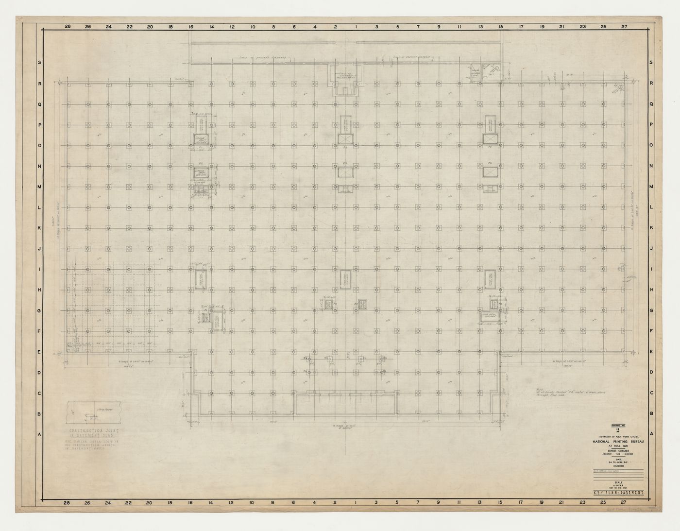 Plan principal : sous-sol, Imprimerie Nationale du Canada, Hull, Québec, Canada