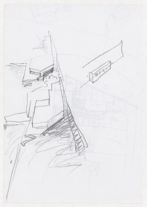 Sketch axonometric view for Museu de Arte Contemporânea para Helsínquia, Helsinki, Finland; verso sketch floor plan for Museu de Arte Contemporânea para Helsínquia, Helsinki, Finland