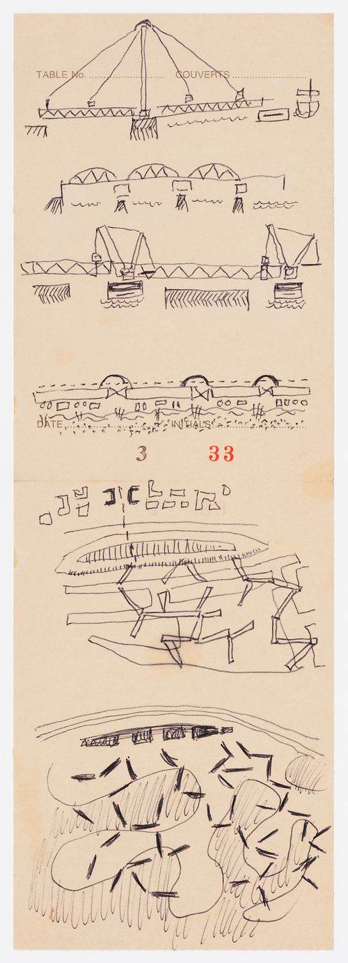 Duck Land: conceptual sketches for walkways (elevations and plans)