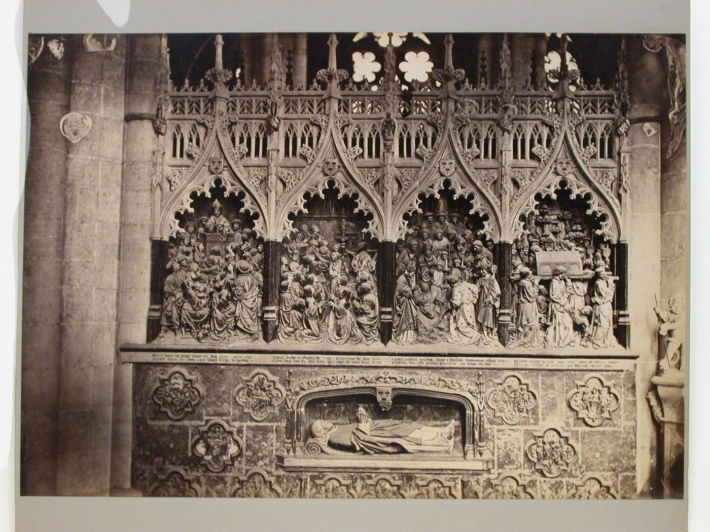 Amiens Cathedral, stone carvings on chapel [?] altar, Amiens, France