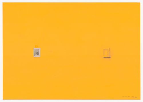 Portrait of Zeno affixed to posterboard for Zeno, une cultura autosufficiente [Zeno, a self-sufficient culture]