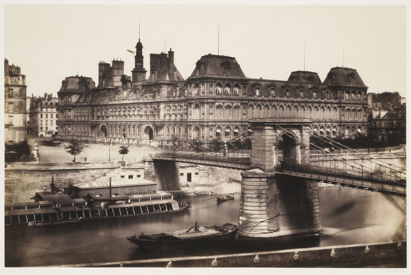 View of the Hôtel de ville from the left bank, with Pont d'Arcole in the foreground, Paris, France