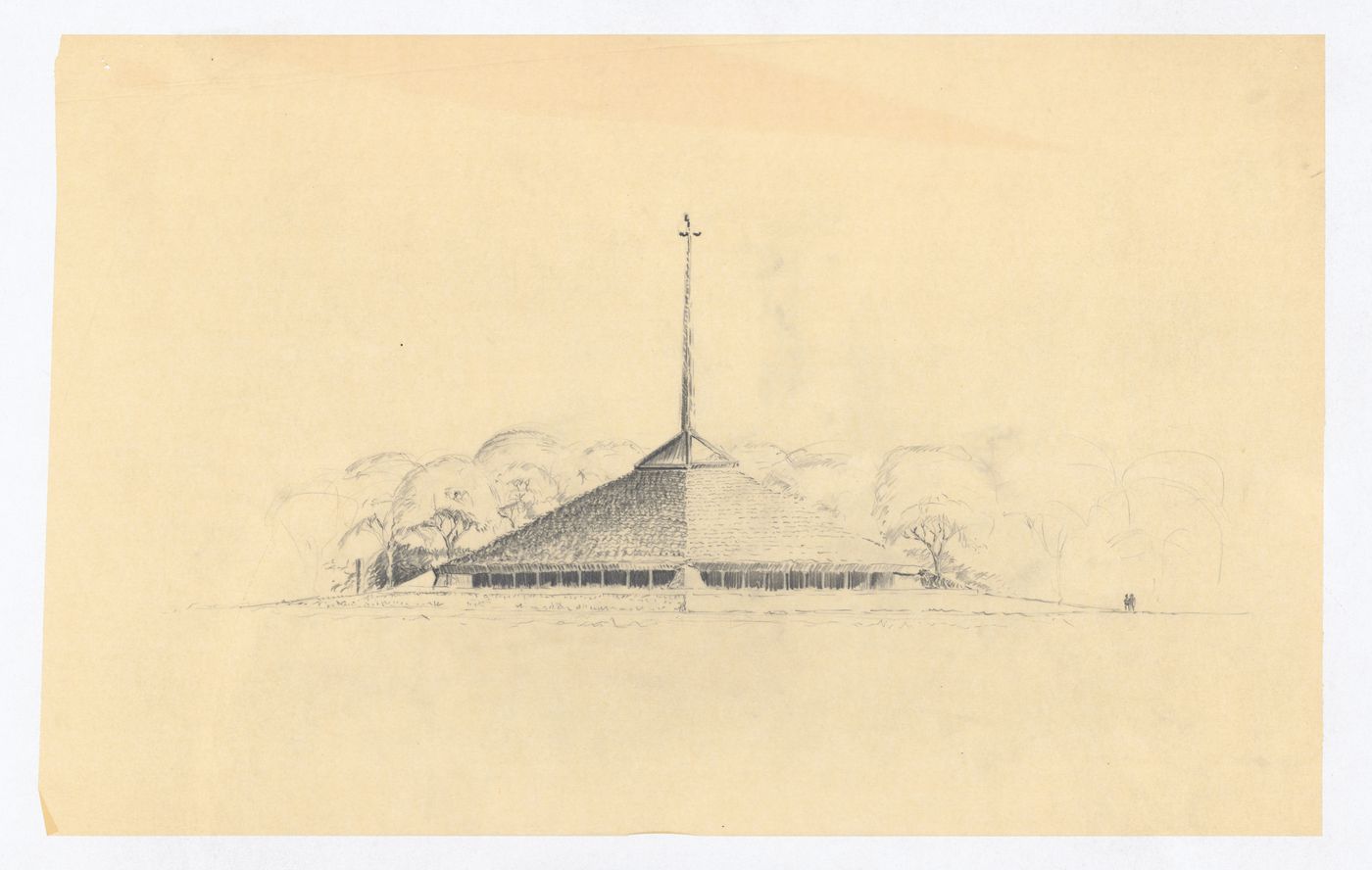 Sketched elevation, North Christian Church, Columbus, Indiana