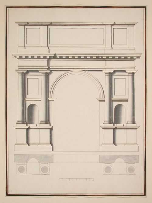 Plan and elevation of the Arco Valaresso, Padua