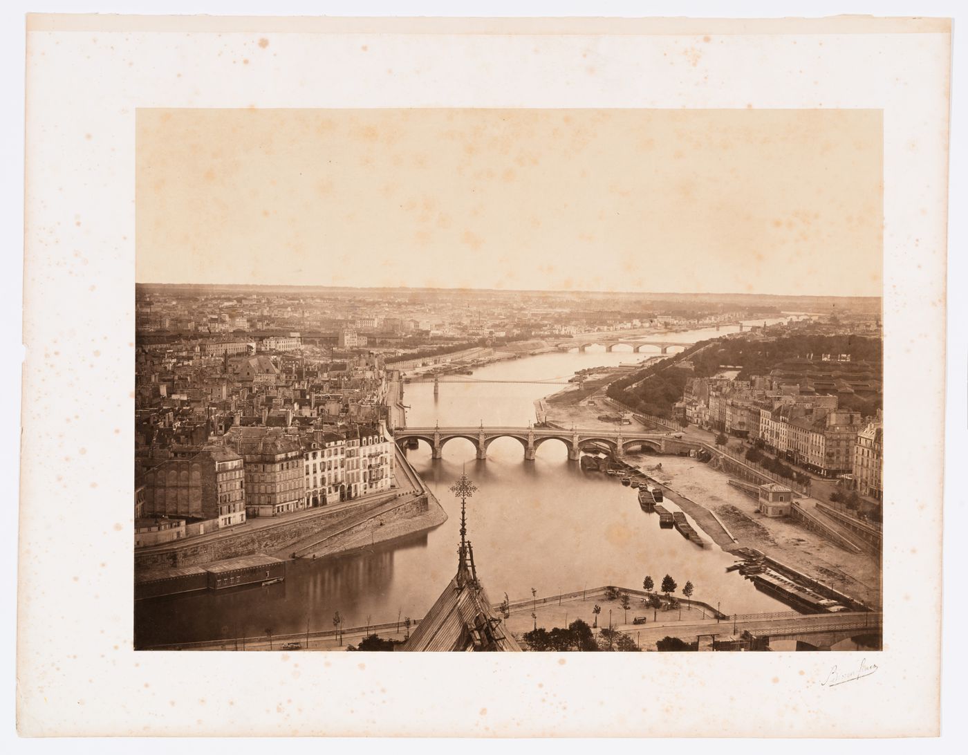 Over-view of Seine river and city, from the Cathedral of Notre Dame, Paris, France