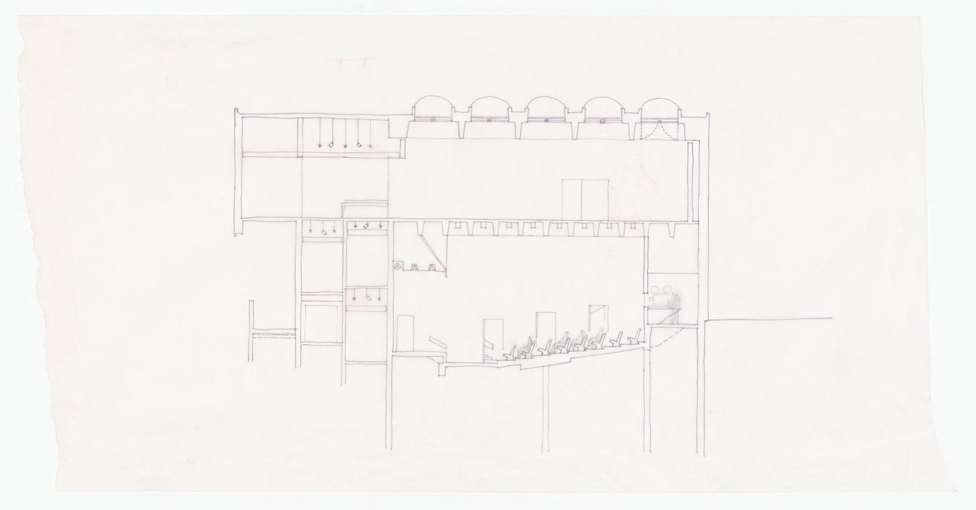 Sketch theatre section for Henry Moore Sculpture Centre, Art Gallery of Ontario, Stage I Expansion, Toronto