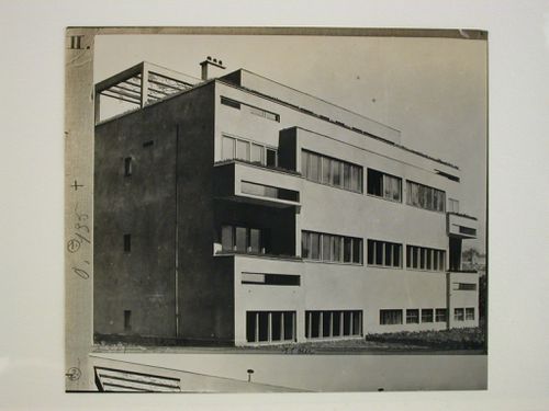View of a rooming house building with balconies, Association of the Czechoslovak Werkbund at the Brno exhibition grounds, Czechoslovakia (now Czech Republic)