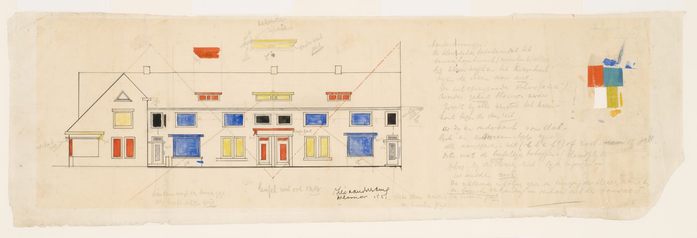 Colour study for a middle-class housing estate showing a partial elevation, Drachten, Netherlands