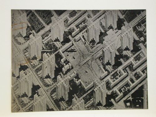 "Le plan Voisin". Différentes vue de Paris. France. Le Corbusier et P. Jeanneret, architectes à Paris