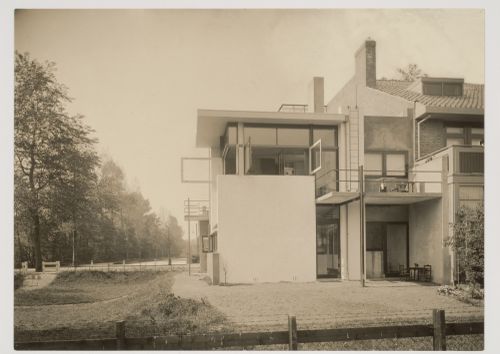 Exterior view of the northeast façade of Schröder House, Utrecht, Netherlands