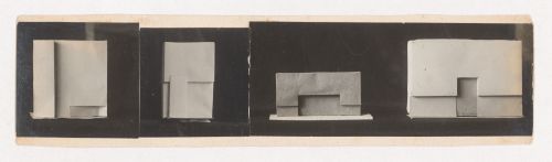 Photographs of student models on the topic "Partial Division of Surface (Vertical and Horizontal, Relief and Shade)" for the "Space" course at the Vkhutemas (Higher State Artistic Technical Studios), Moscow