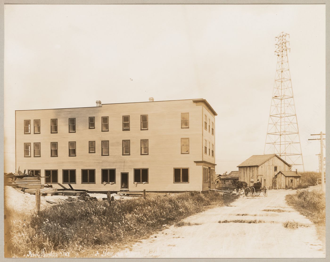 View of a 40-room hotel under construction, Dewdney Trunk Road, Coquitlam (now Port Coquitlam), British Columbia