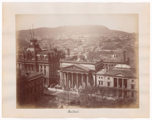 General view looking down at city, Montréal, Québec